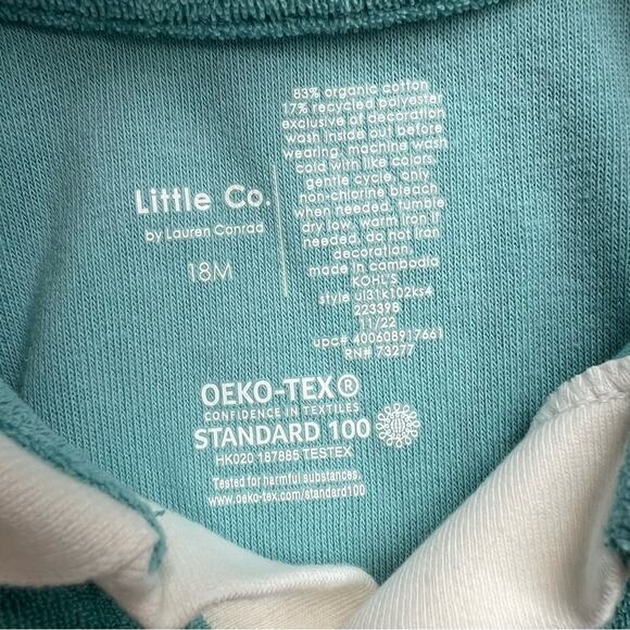 Little Co. Polo Shirt Boys 18M Blue Terrycloth Organic Cotton Contrast Trim New - Picture 4 of 4